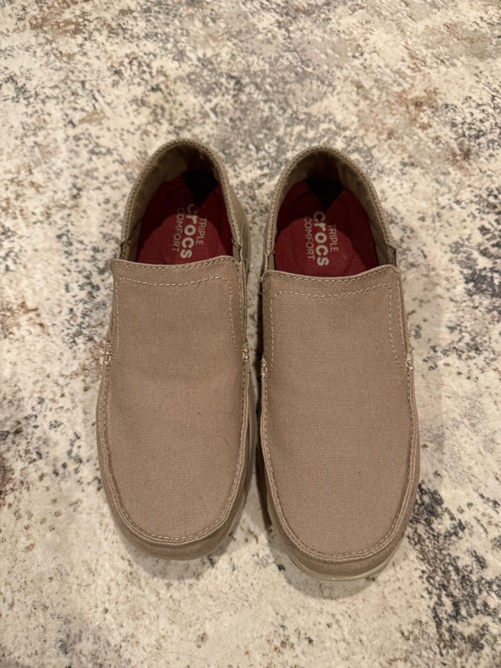CROCS Men’s Slip-On Canvas Loafers in Tan